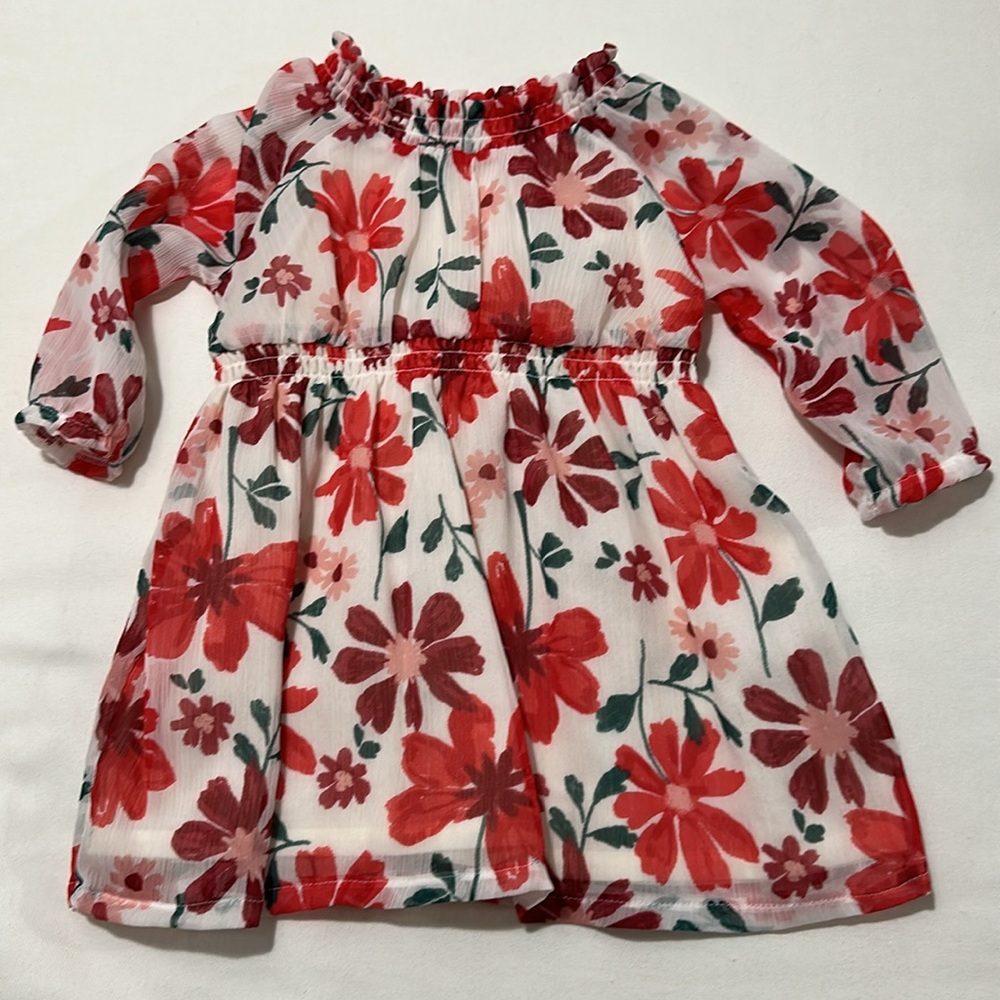 Red and white floral carters 6M dress